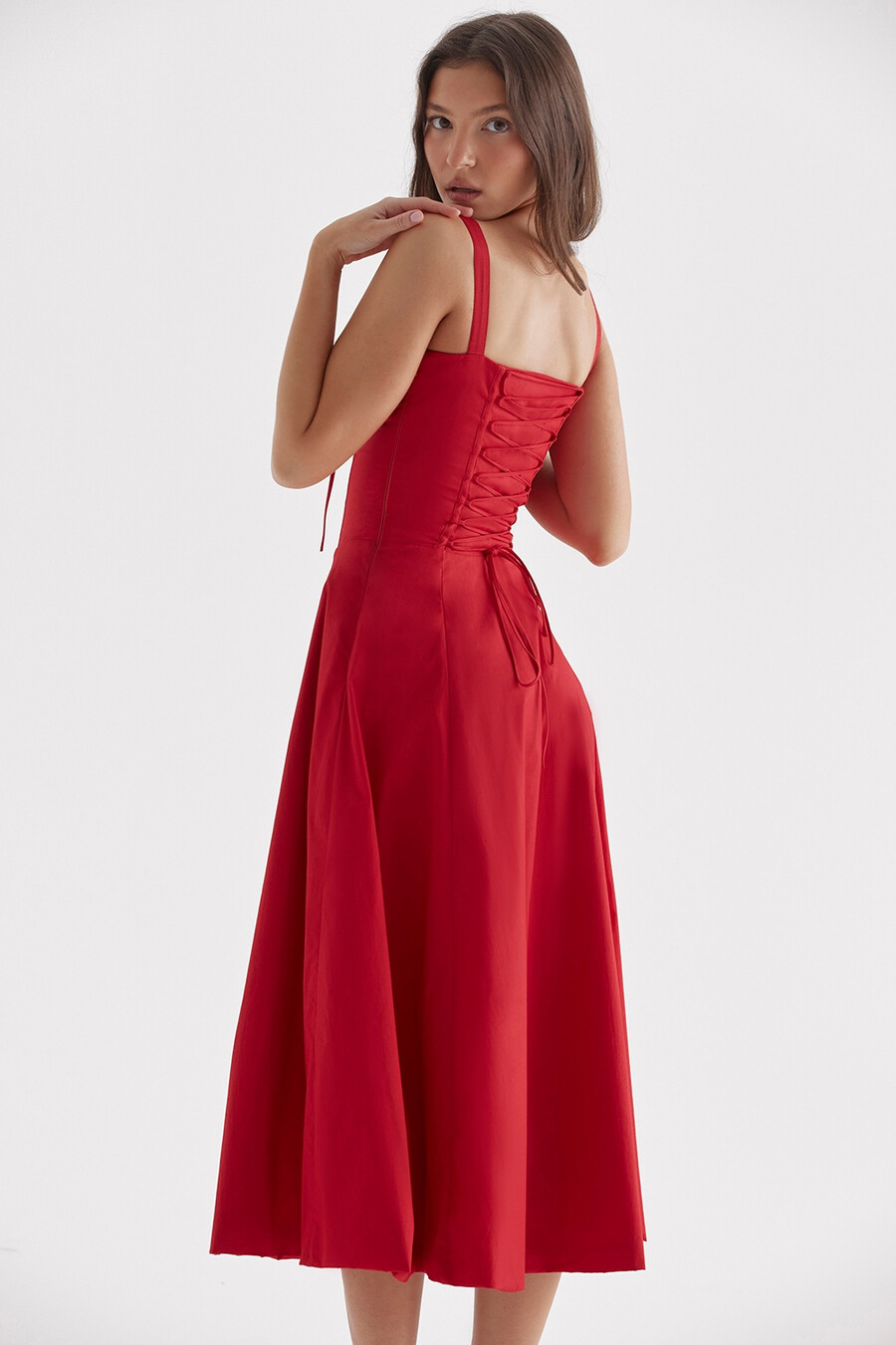 röd ros bustier sommarklänning