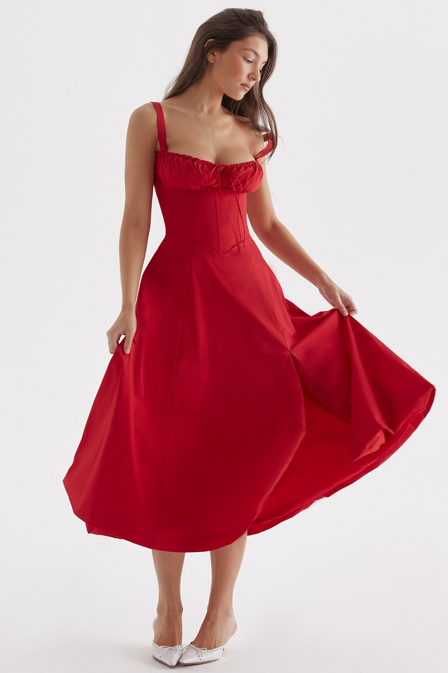 röd ros bustier sommarklänning