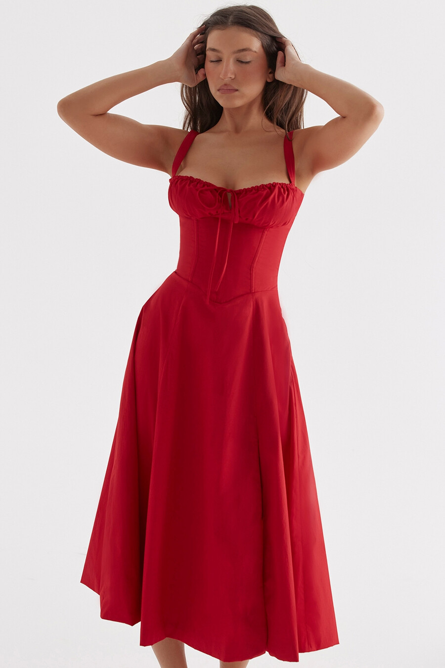 röd ros bustier sommarklänning
