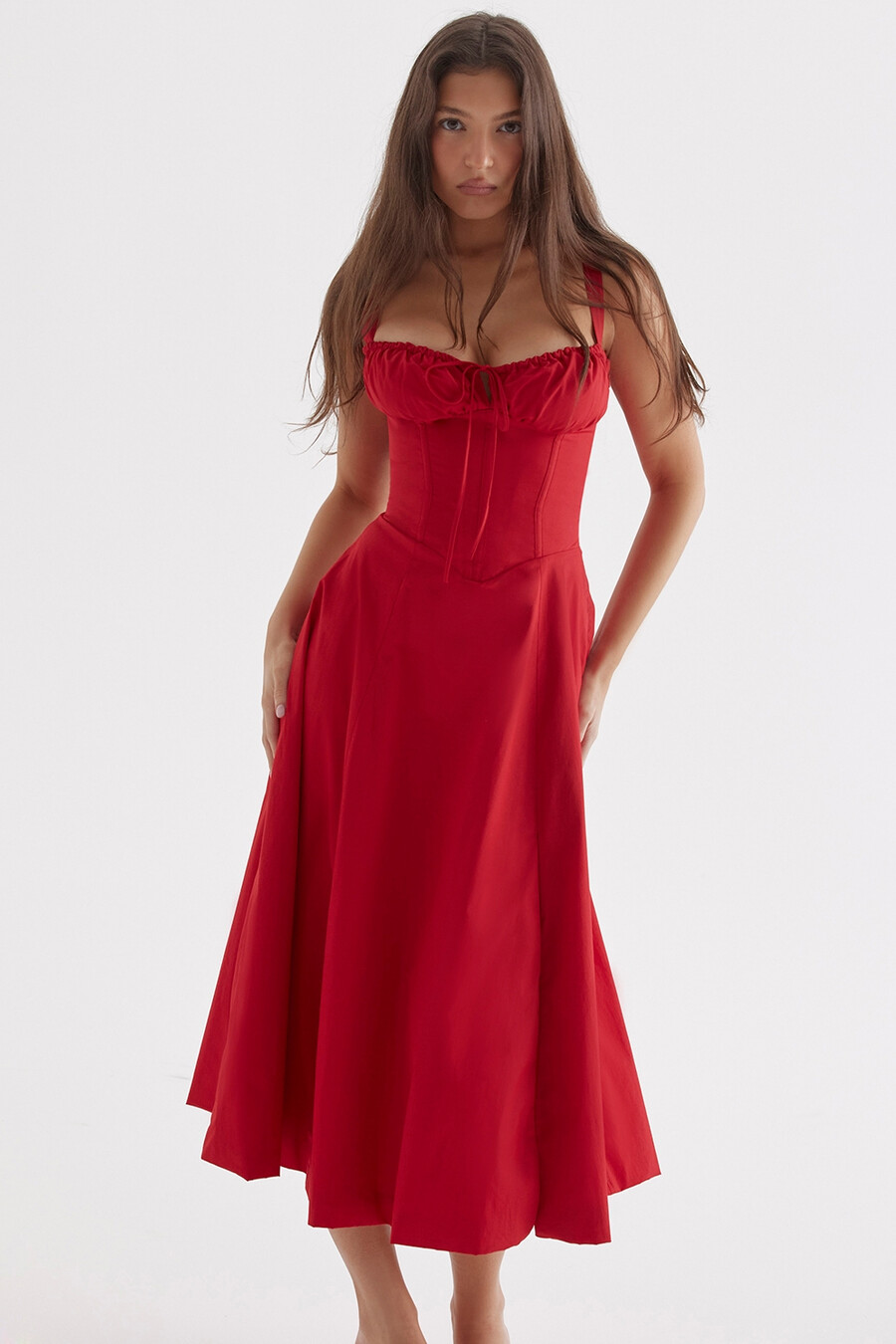 röd ros bustier sommarklänning