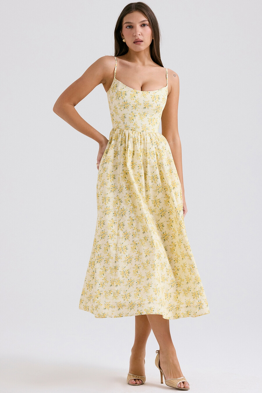 buttercup vintage blommig bomullskorsett sommarklänning