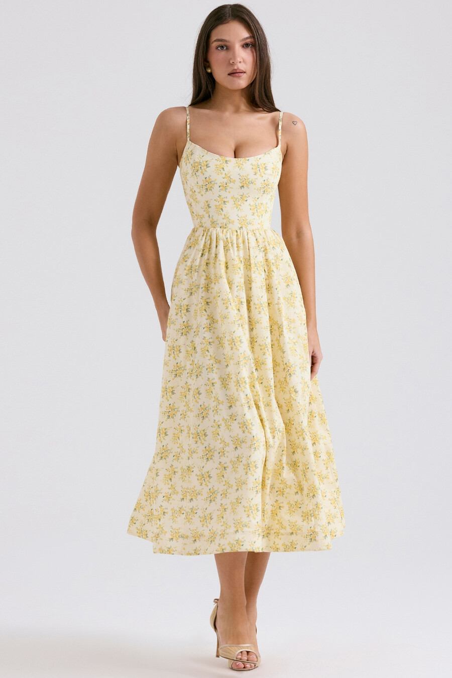 buttercup vintage blommig bomullskorsett sommarklänning