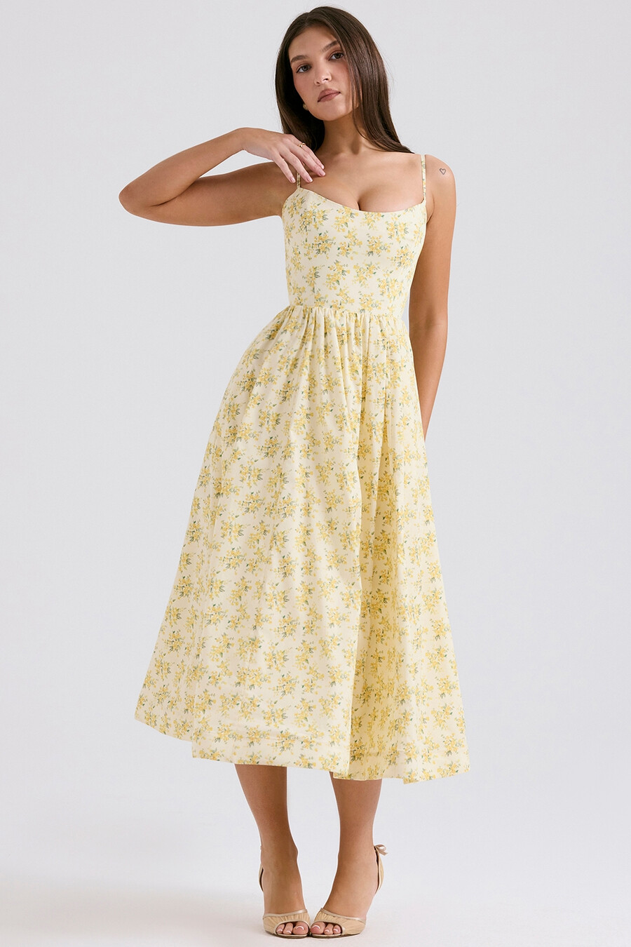 buttercup vintage blommig bomullskorsett sommarklänning