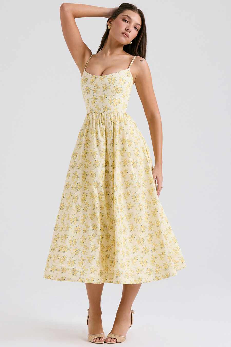 buttercup vintage blommig bomullskorsett sommarklänning