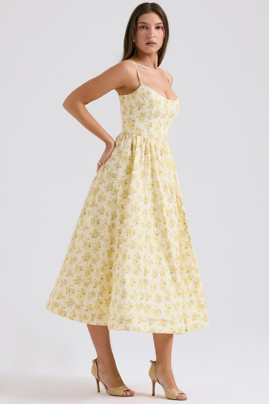 buttercup vintage blommig bomullskorsett sommarklänning