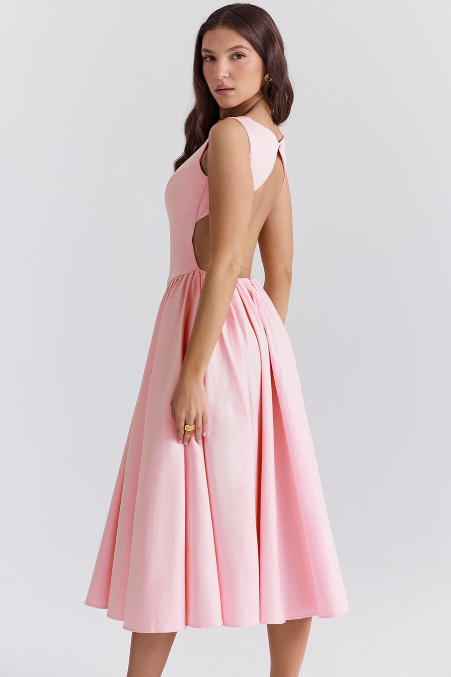 ballerina rosa twill midi solklänning