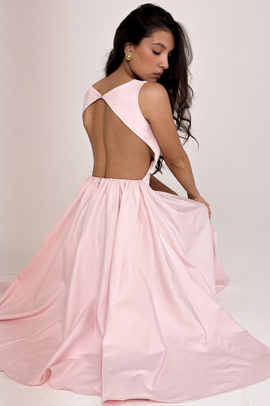 ballerina rosa twill midi solklänning