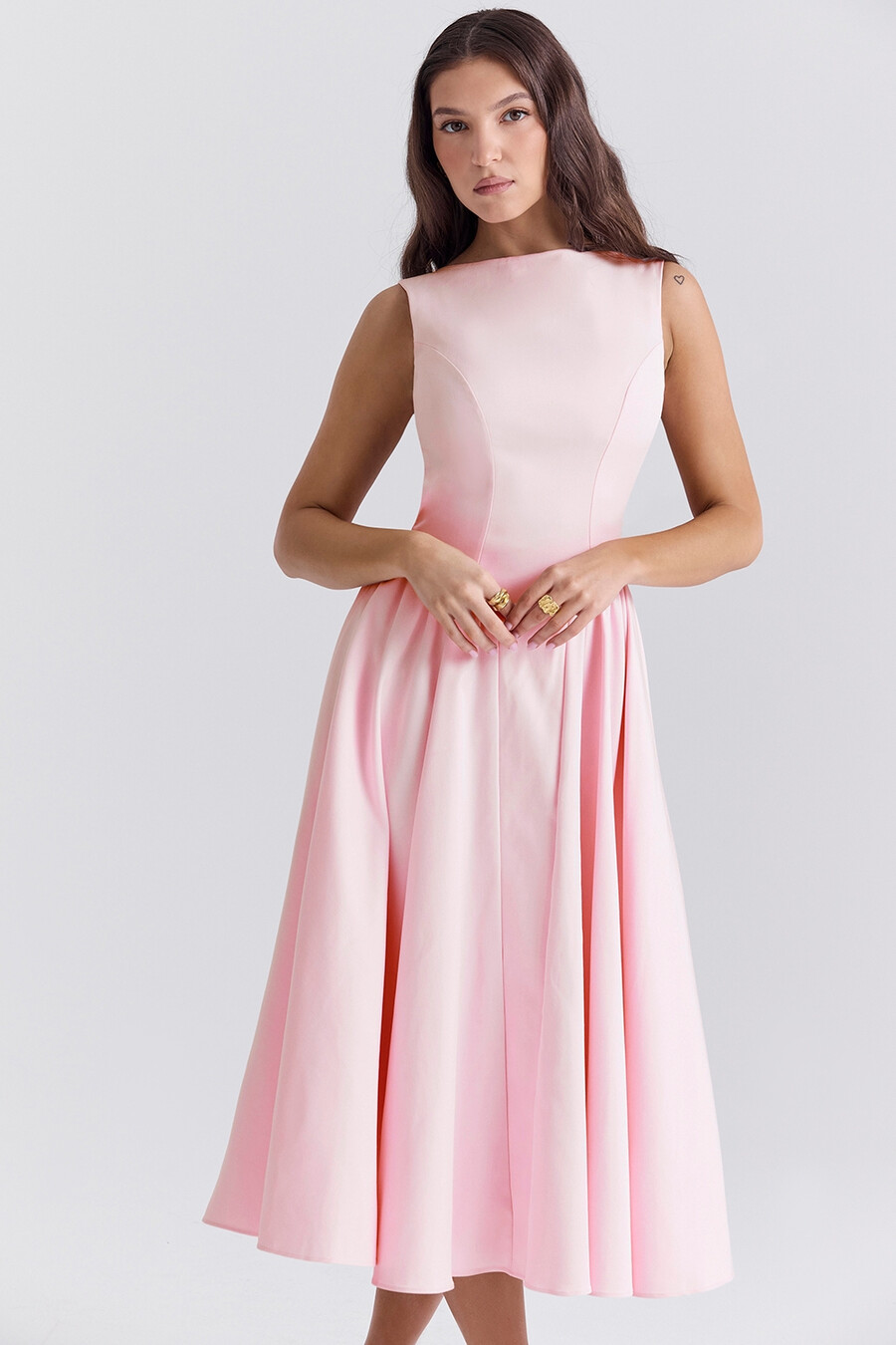 ballerina rosa twill midi solklänning