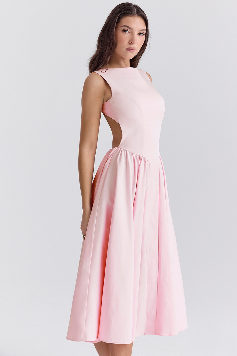 ballerina rosa twill midi solklänning