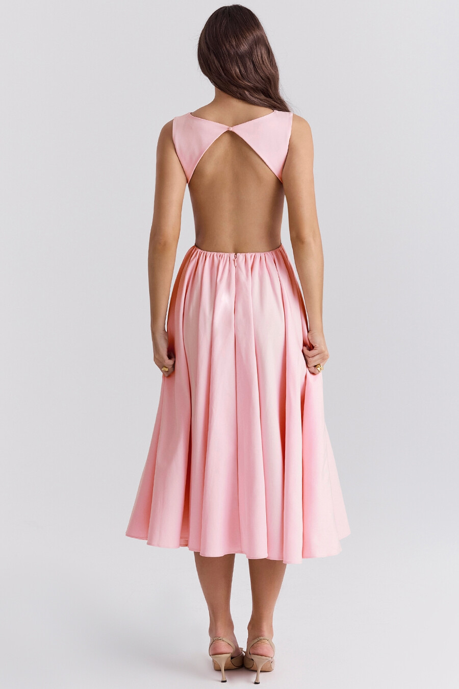 ballerina rosa twill midi solklänning