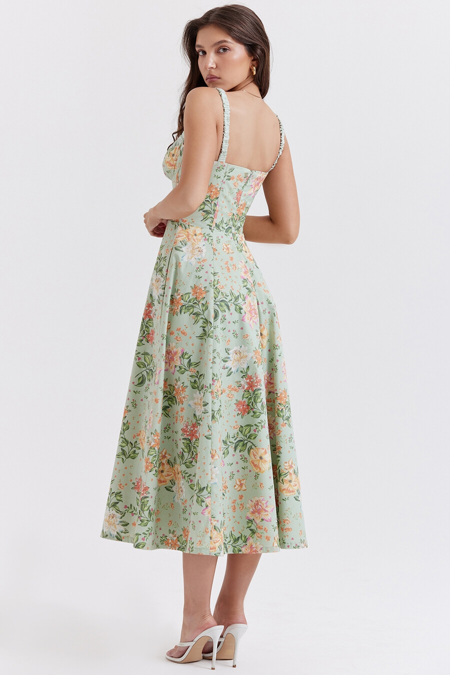 ljus jadefärgad bustier-sommarklänning