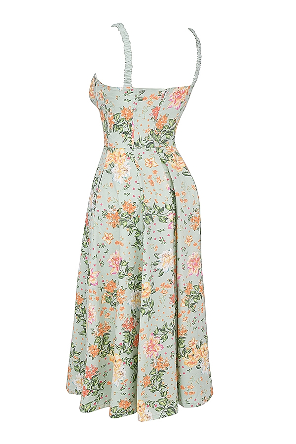 ljus jadefärgad bustier-sommarklänning