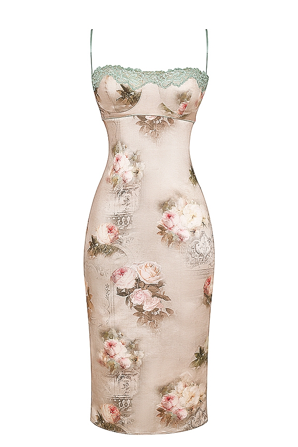 midiklänning med vintagemönster och blommönster