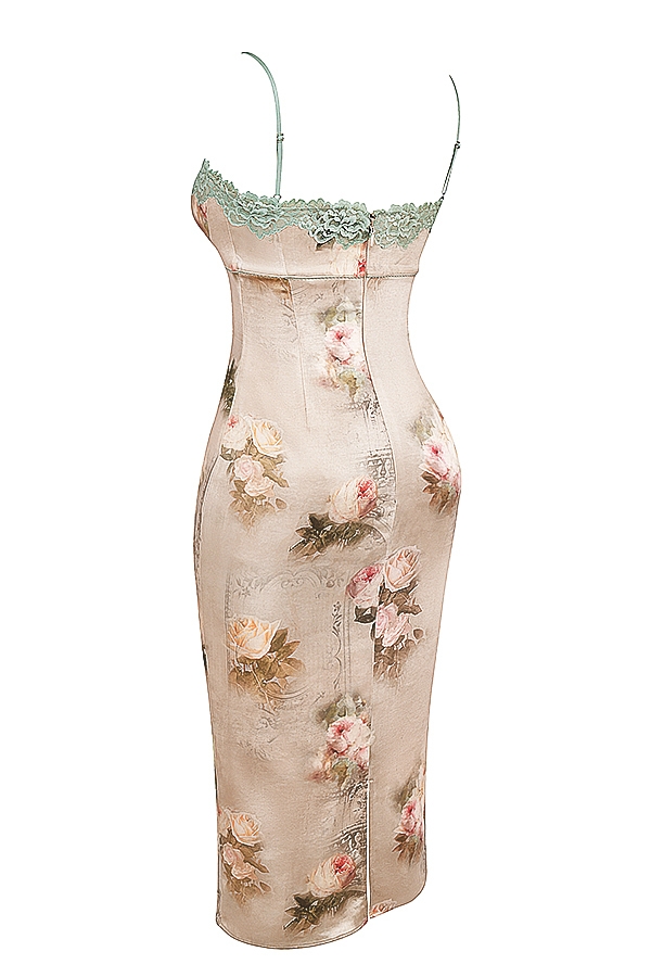 midiklänning med vintagemönster och blommönster