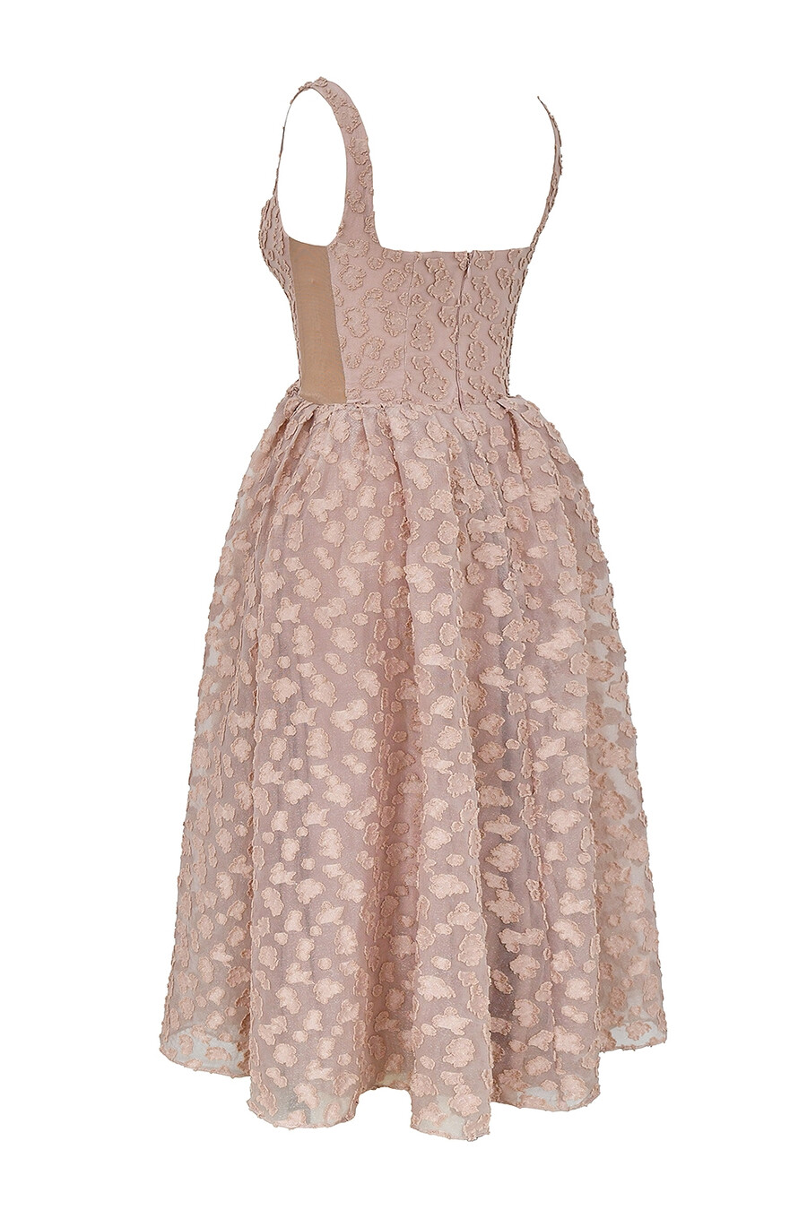 fransk rosé jacquard hjärtformad midiklänning