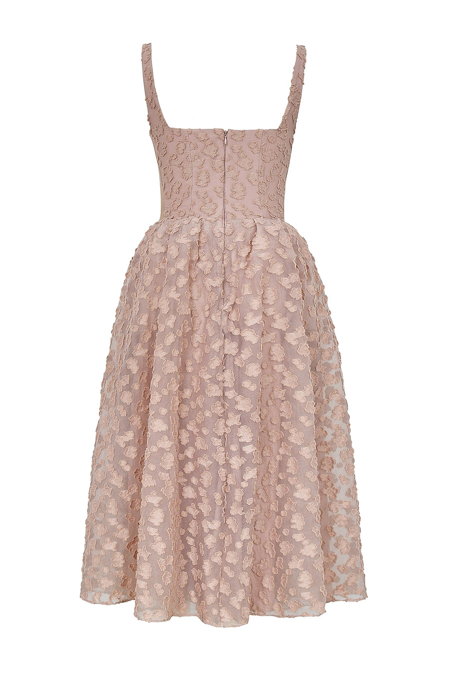 fransk rosé jacquard hjärtformad midiklänning