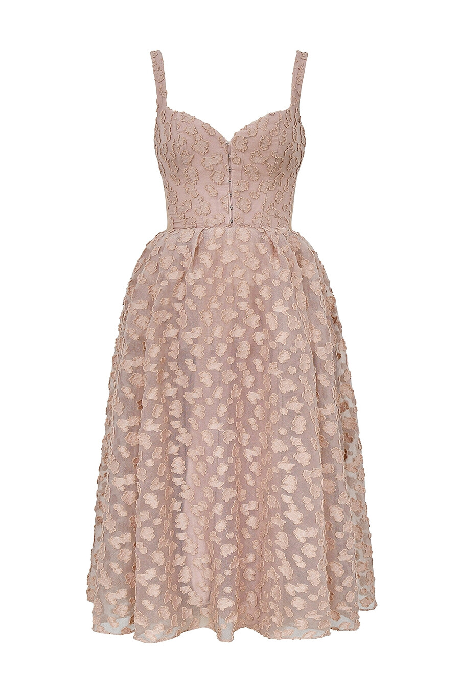 fransk rosé jacquard hjärtformad midiklänning