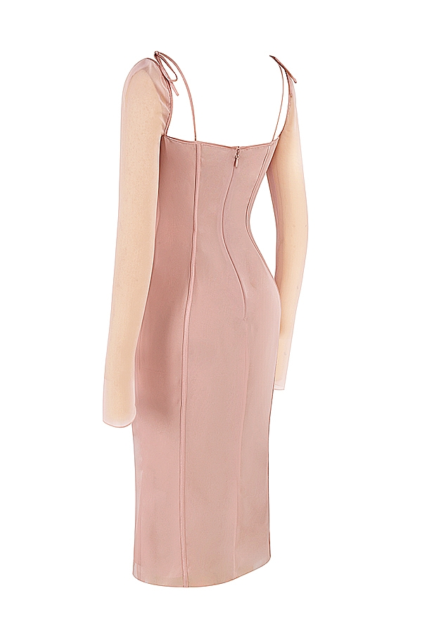 blush cutout midiklänning