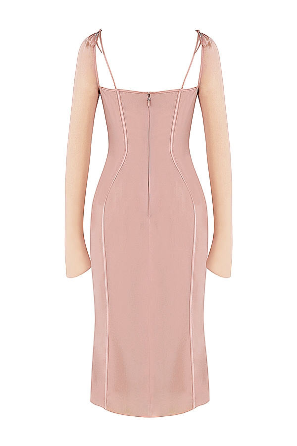 blush cutout midiklänning
