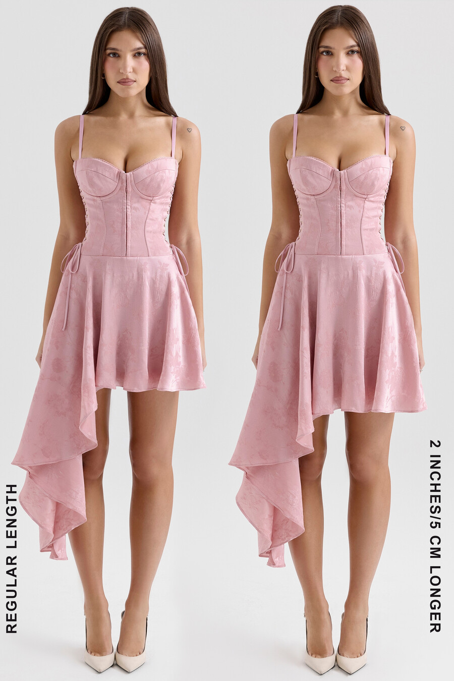rosa jacquard draperad miniklänning