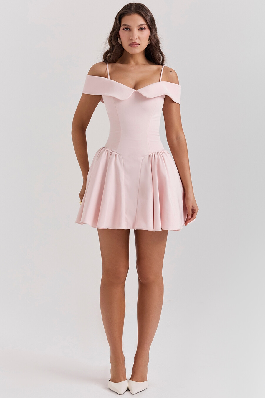 ballerina rosa off shoulder miniklänning