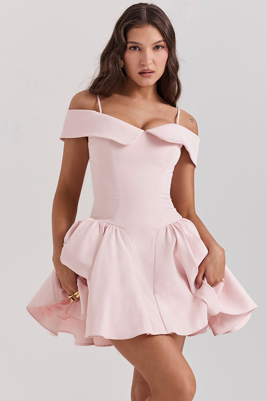 ballerina rosa off shoulder miniklänning