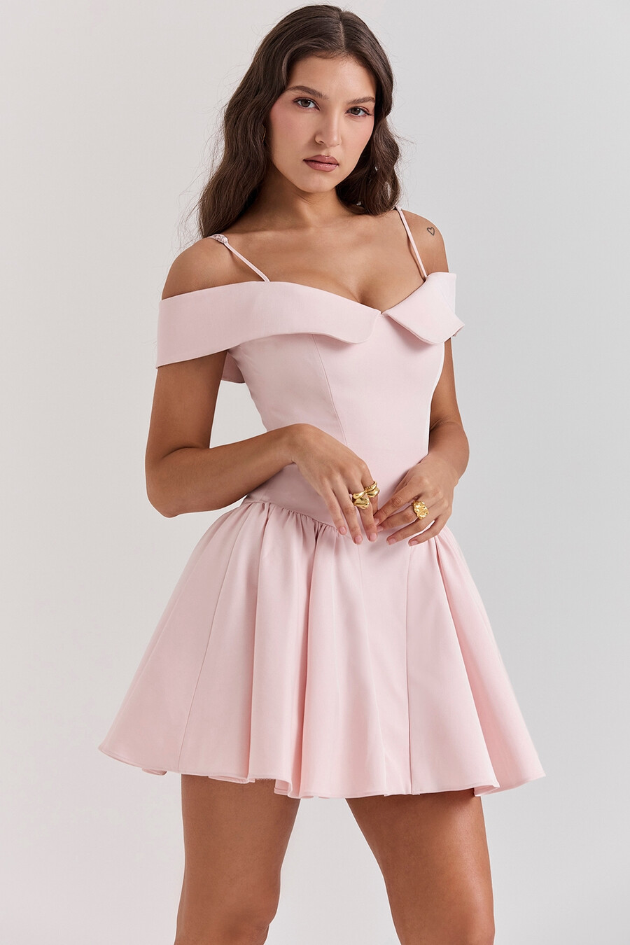 ballerina rosa off shoulder miniklänning