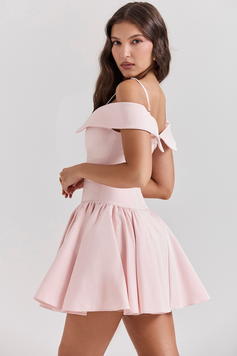 ballerina rosa off shoulder miniklänning