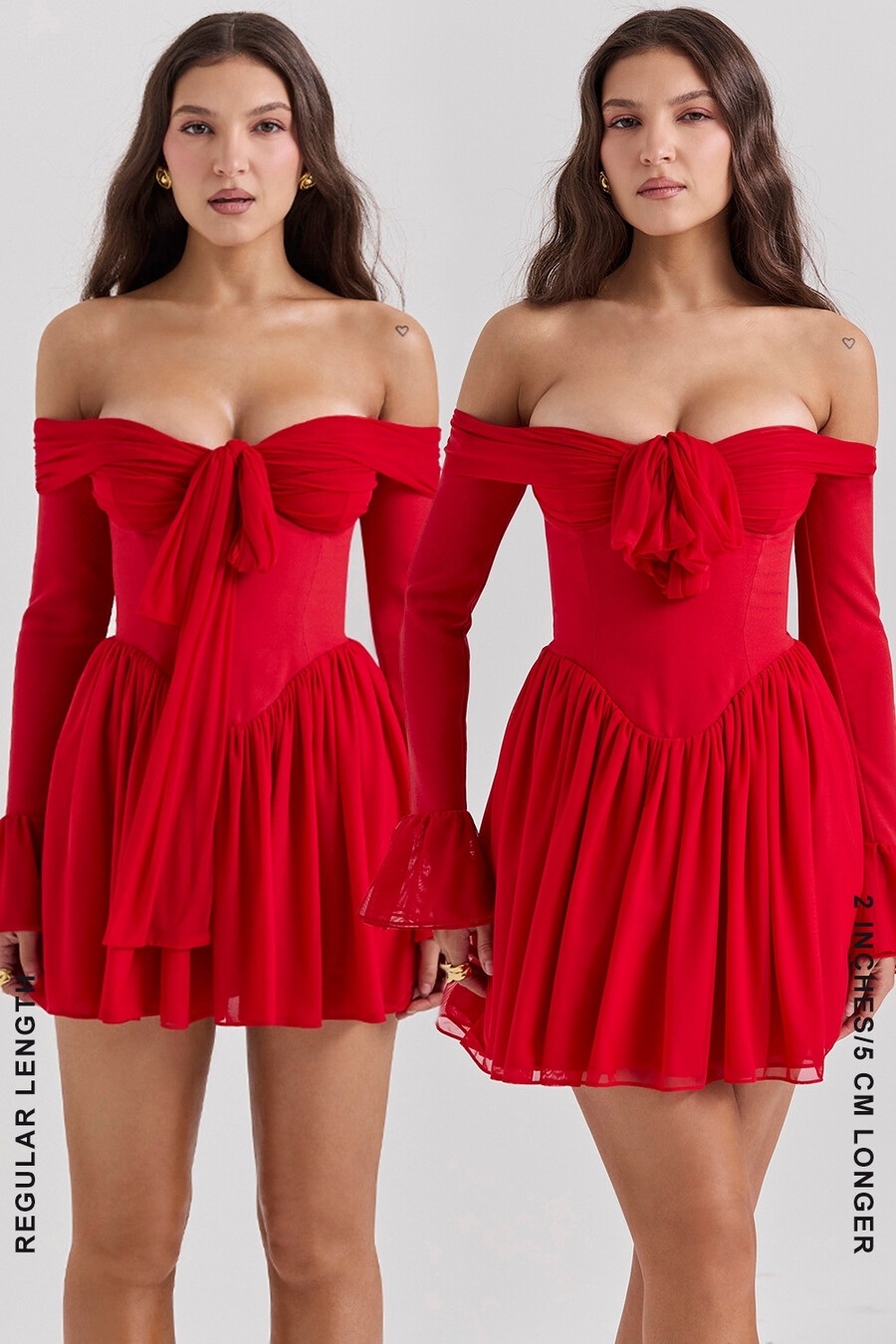 scharlakansröd off shoulder-klänning