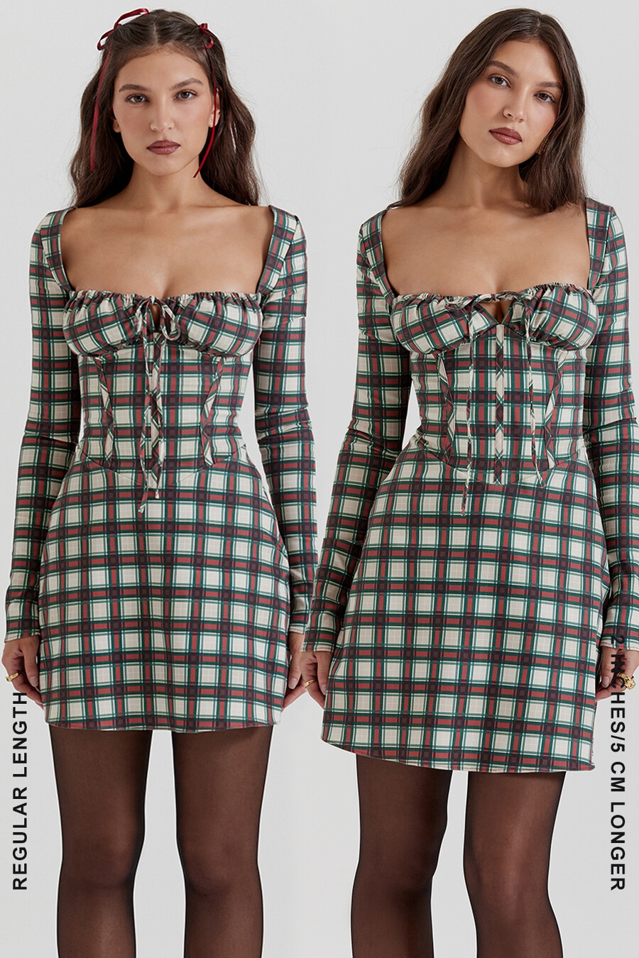 röd tartan korsett miniklänning