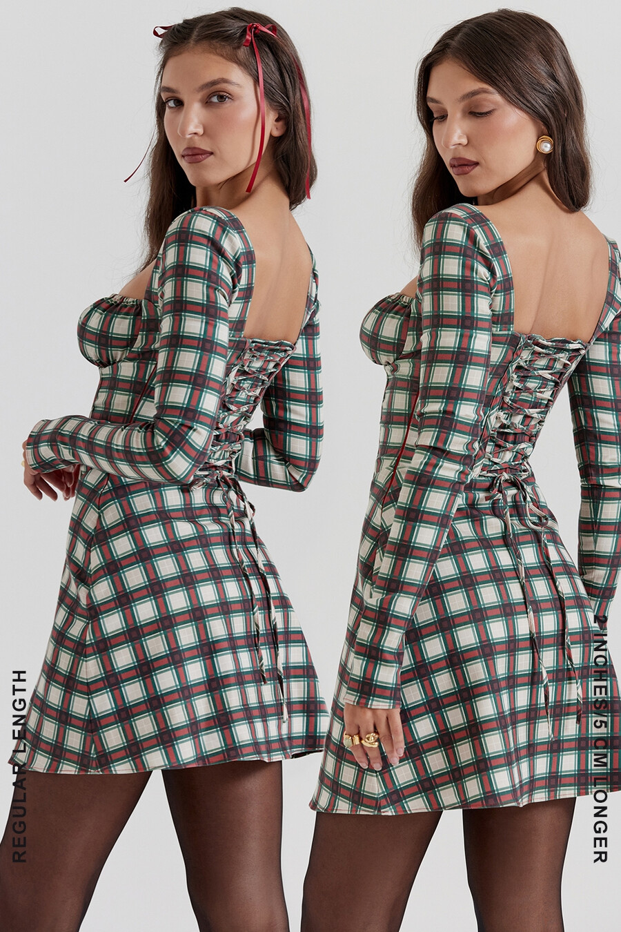 röd tartan korsett miniklänning
