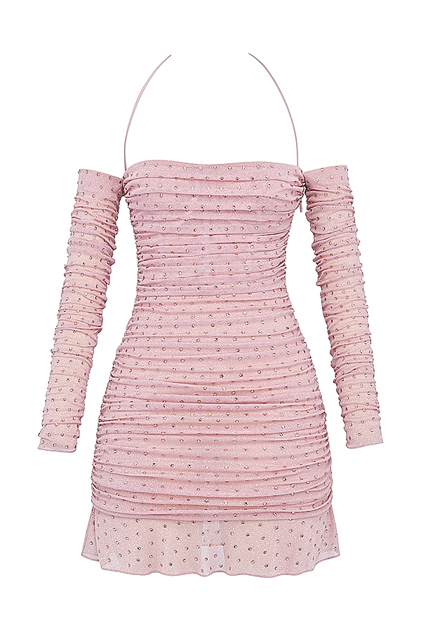 mjukt rosa kristalliserad klänning