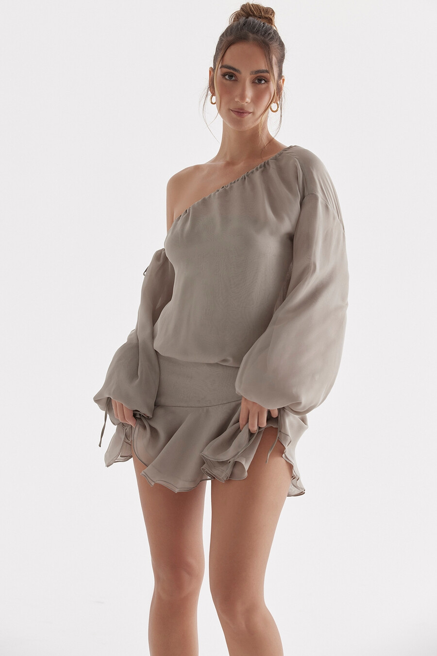 askgrön off shoulder-klänning