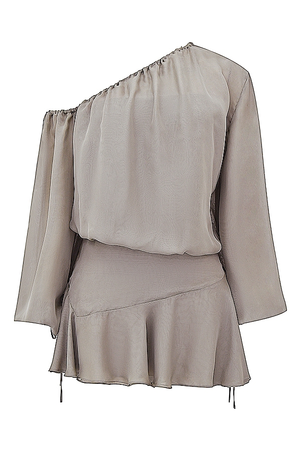 askgrön off shoulder-klänning