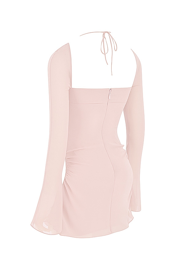 rosa kvarts chiffong halterneck miniklänning