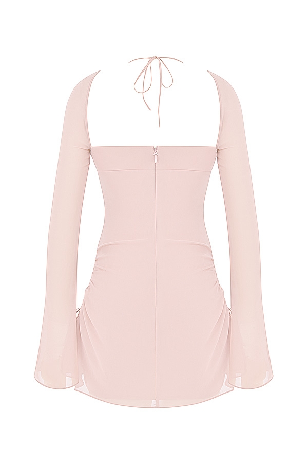rosa kvarts chiffong halterneck miniklänning