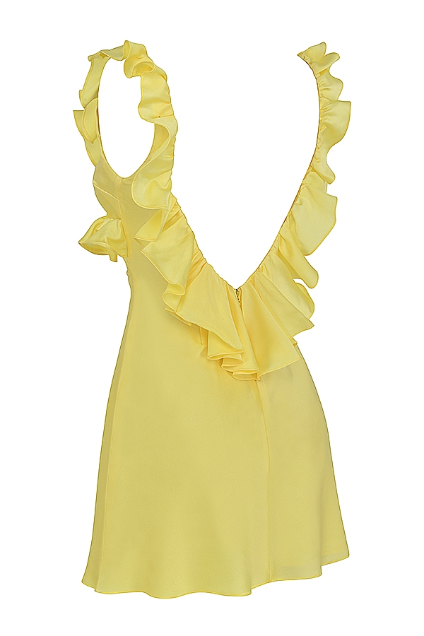 buttercup satin volang miniklänning