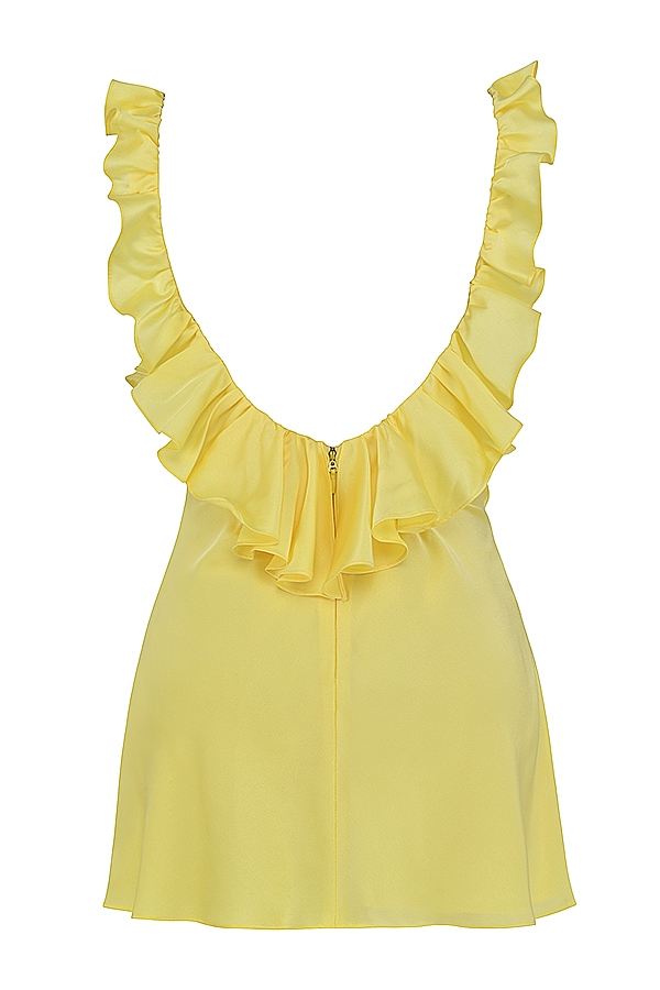 buttercup satin volang miniklänning