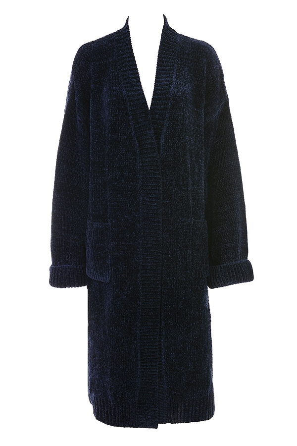 marinblå chenille slouchy cardigan