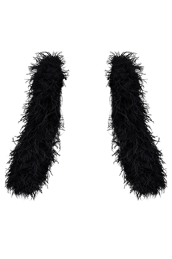 svart marabou-ärmjacka