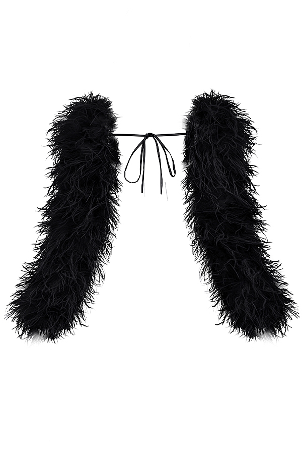 svart marabou-ärmjacka