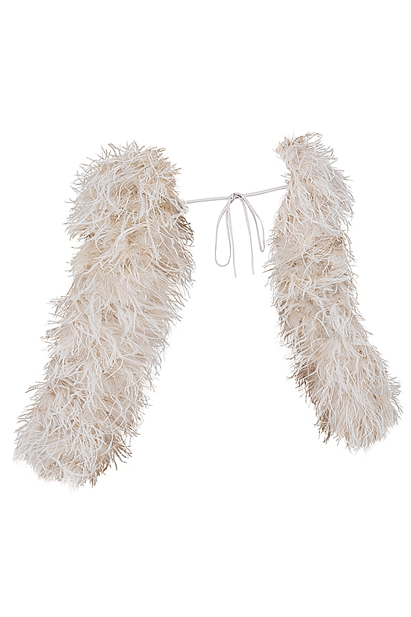 off white marabou Ärmjacka