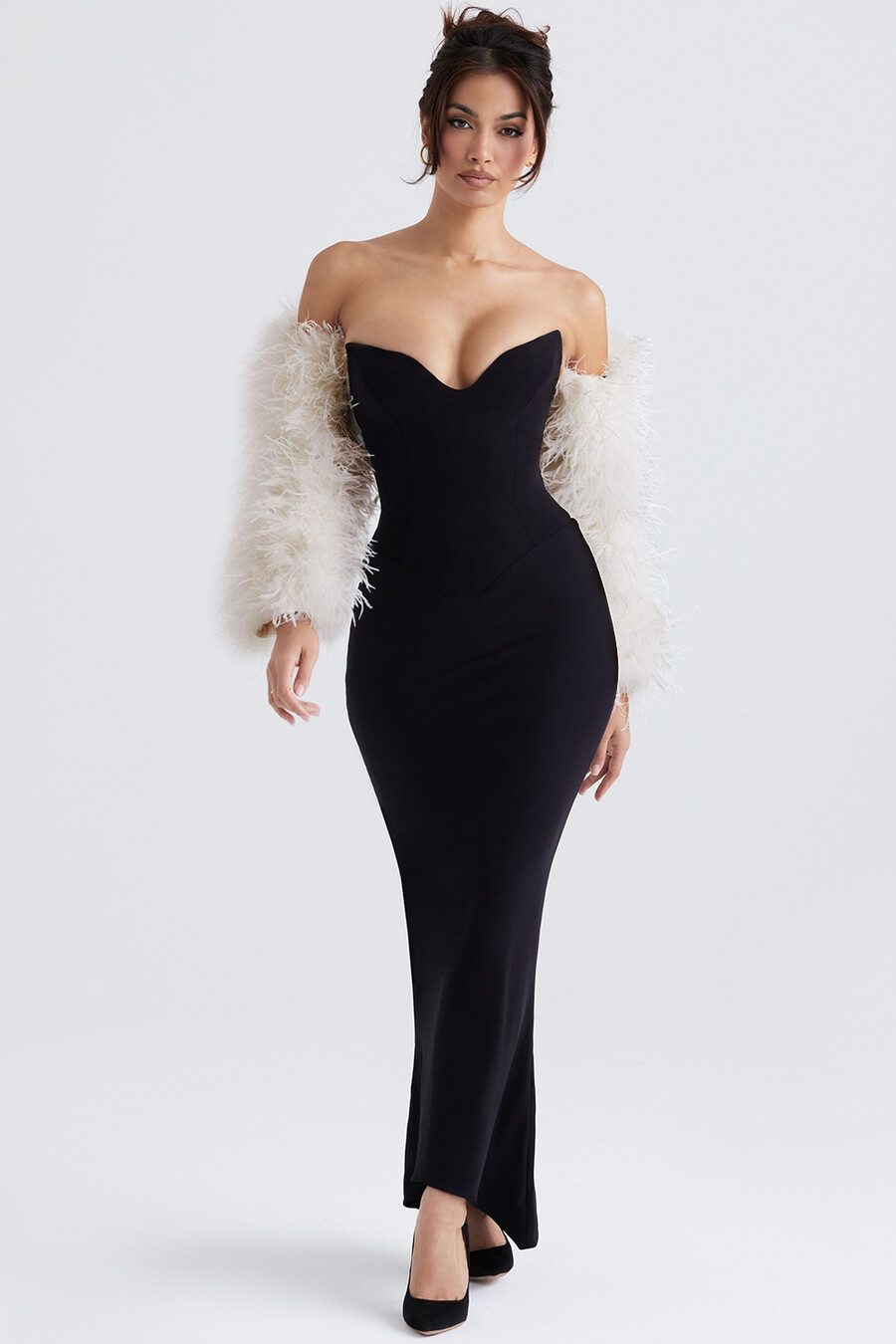 off white marabou Ärmjacka