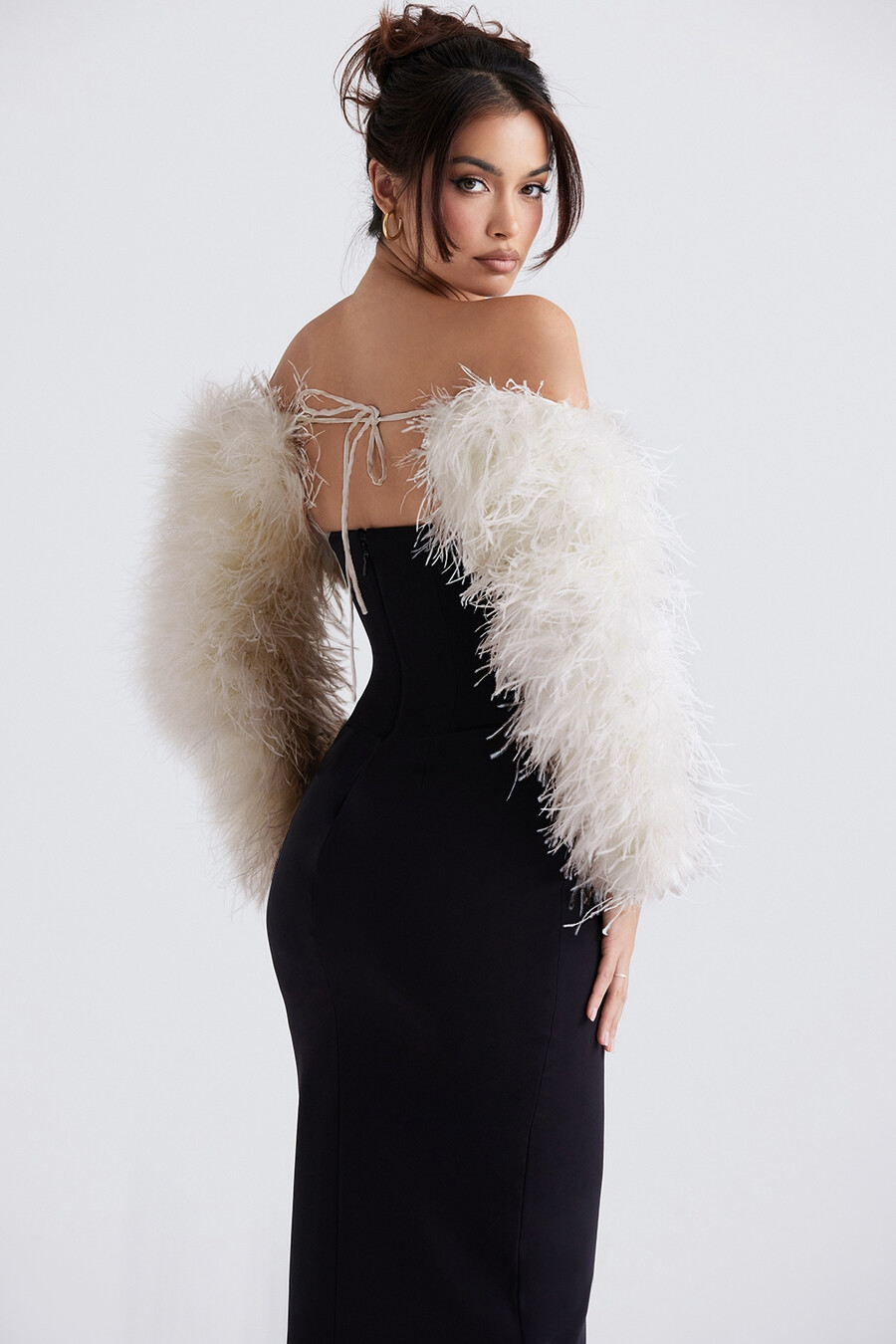 off white marabou Ärmjacka