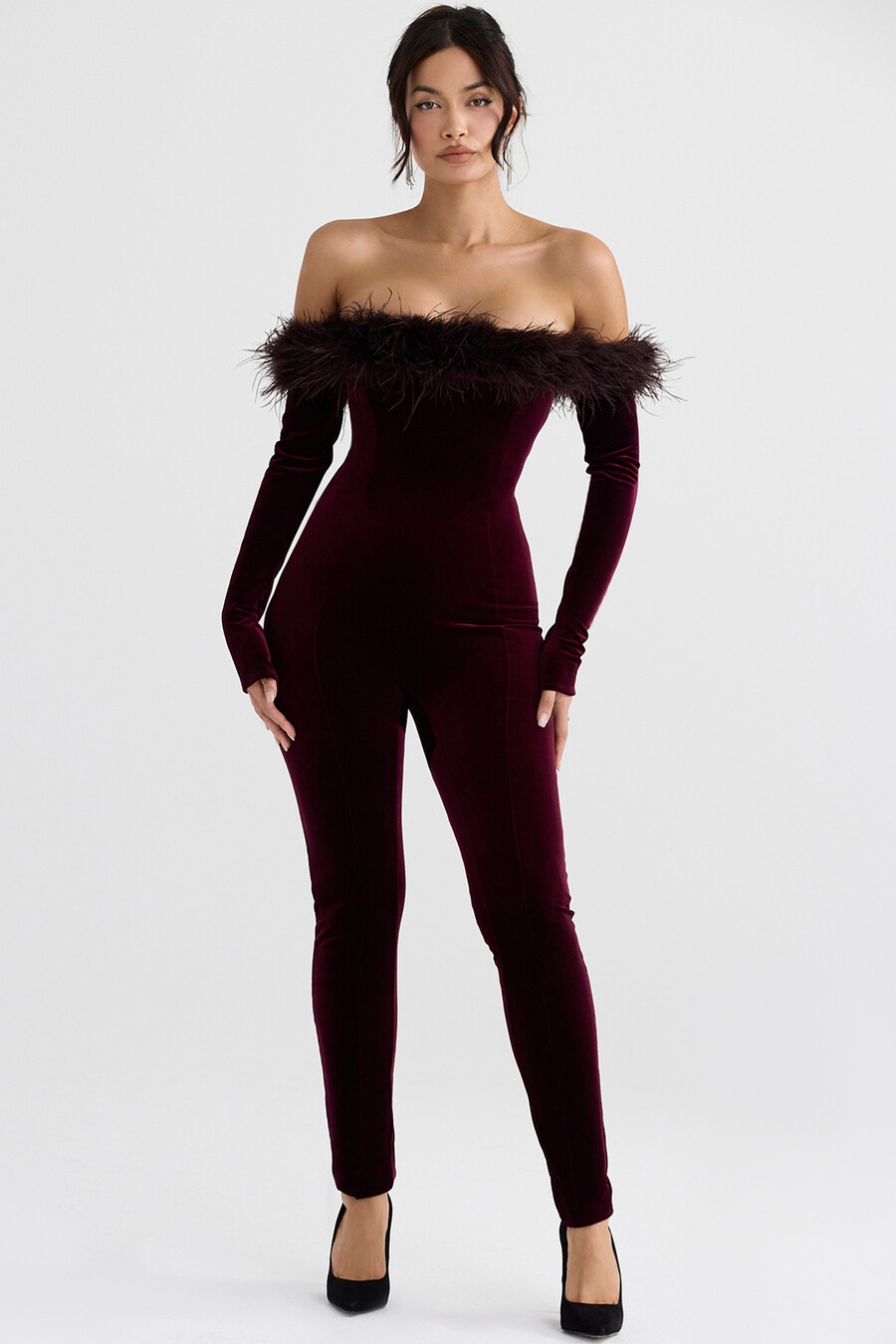 svart körsbärssammetsjumpsuit