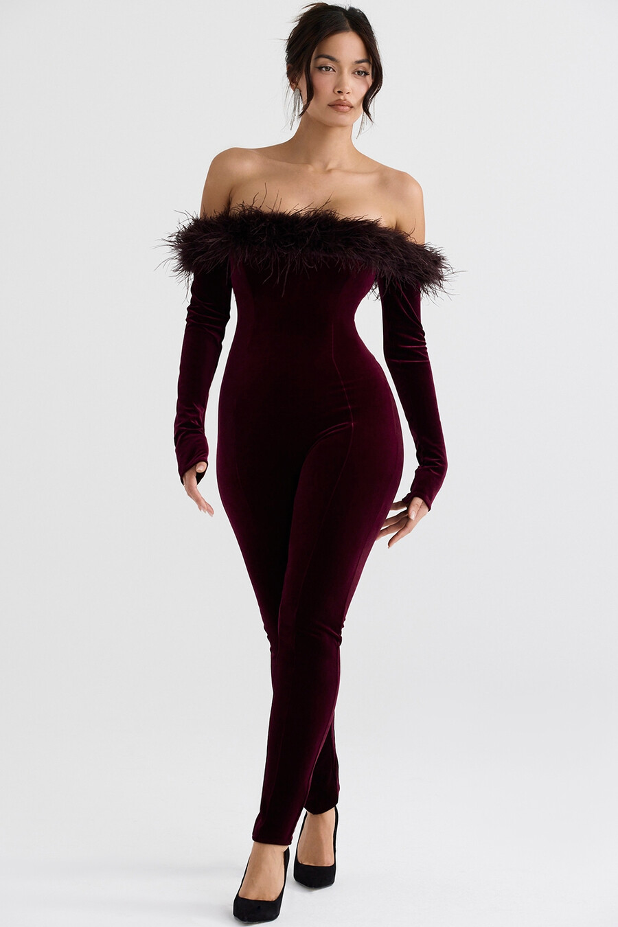 svart körsbärssammetsjumpsuit
