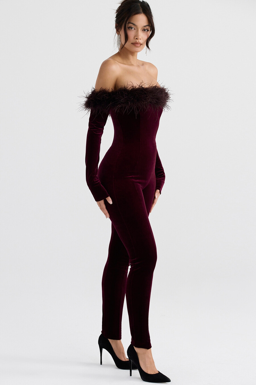 svart körsbärssammetsjumpsuit