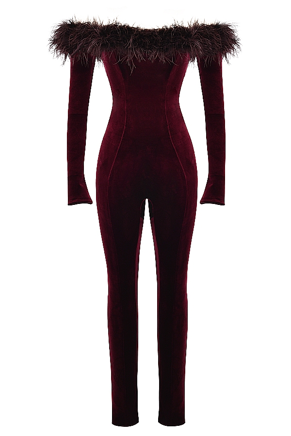 svart körsbärssammetsjumpsuit