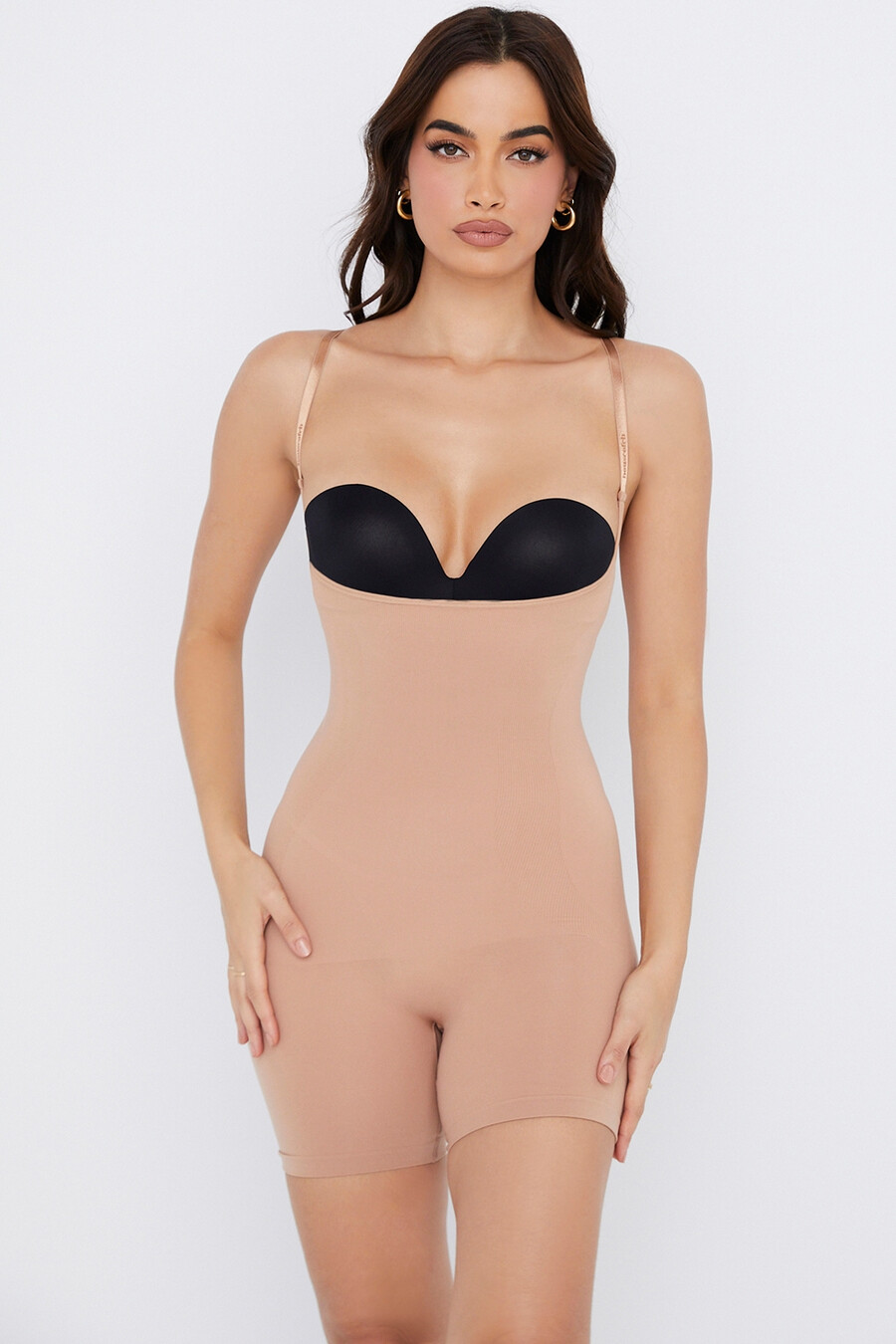 skulpterande bodysuit för mitten av låret cafe au lait