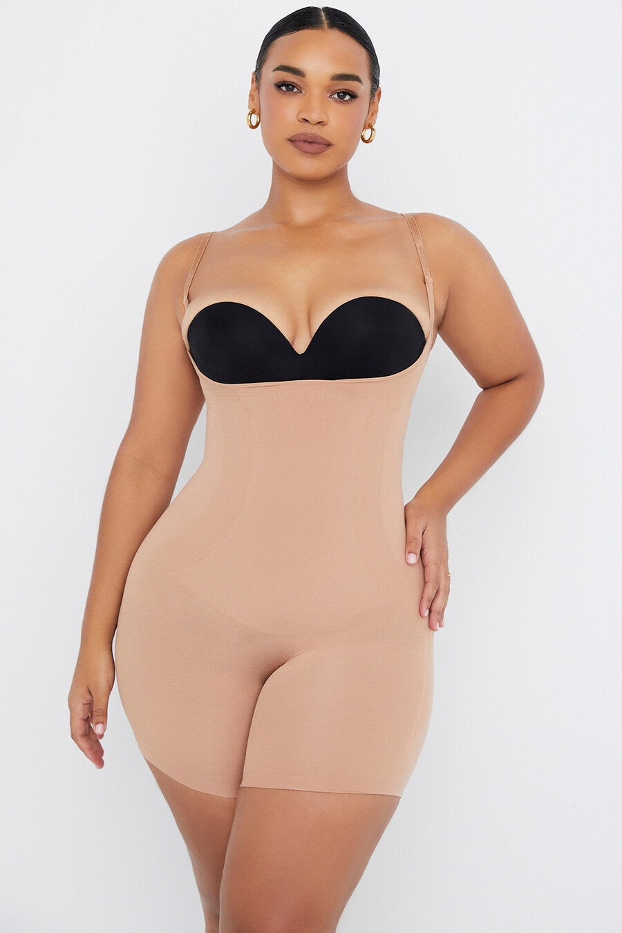 skulpterande bodysuit för mitten av låret cafe au lait
